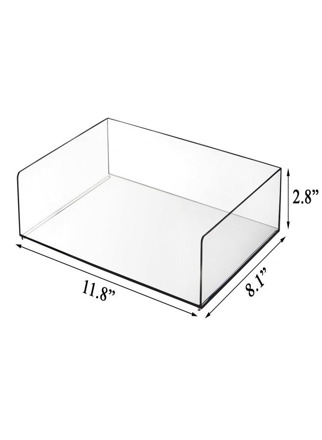 Elsjoy Set of 2 Acrylic File Tray, 2-Tier Stackable Paper Tray Clear Desktop File Organizer for Documents, Books, Magazine, Office, School - Image 2
